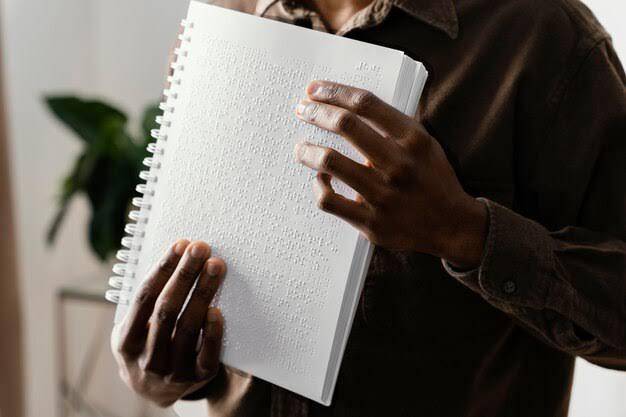 Person reading Braille material