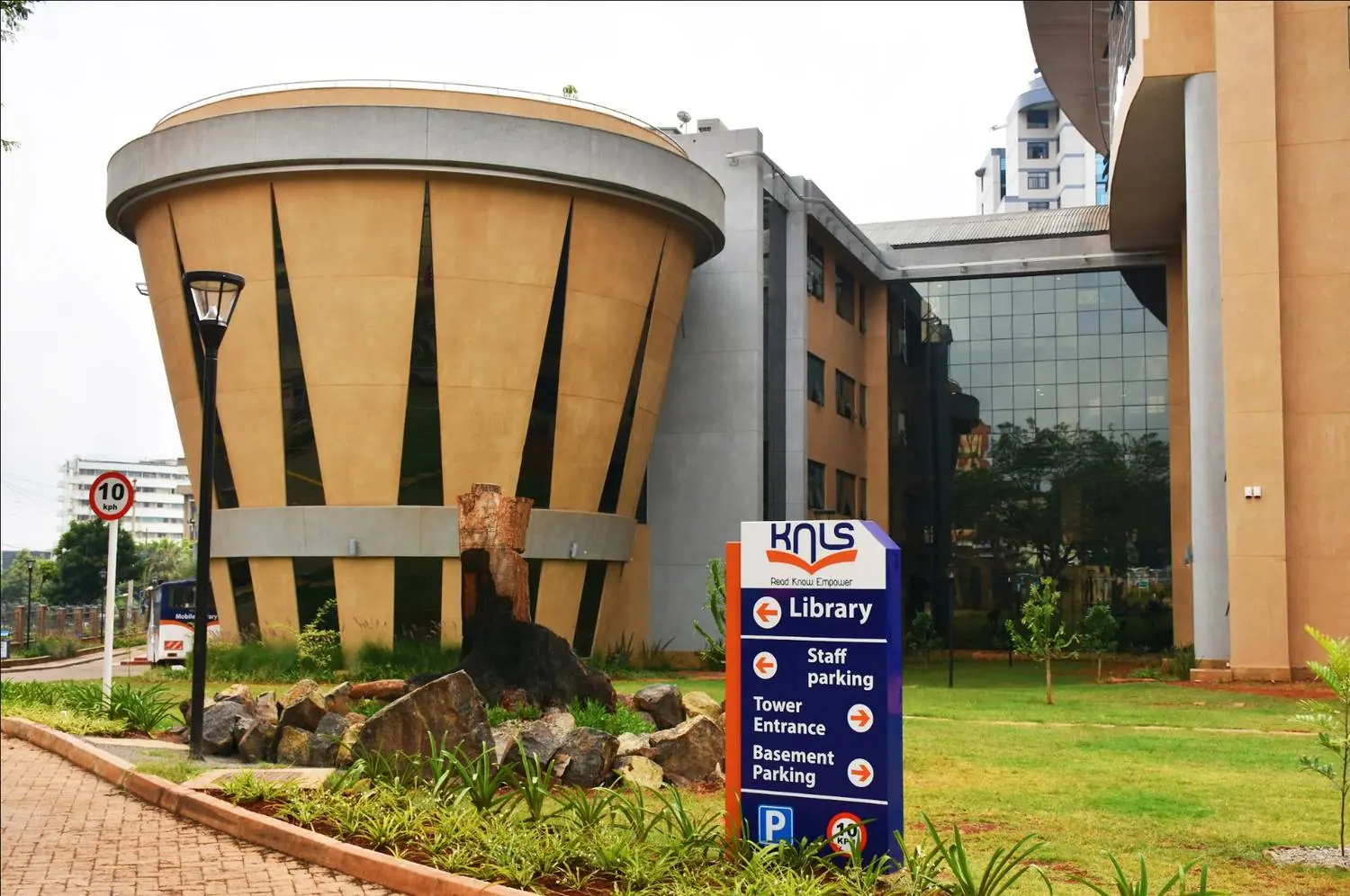 KNLS direction banner and service signage
